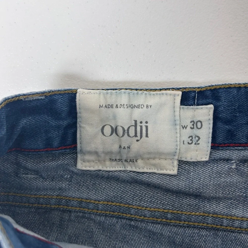 oodji Straight Leg Jeans Mens 30x32 Blue Medium Wash Button Fly